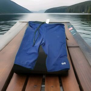 Boys TYR Durafast Racer Swim Brief  Size small Navy Blue  NWT